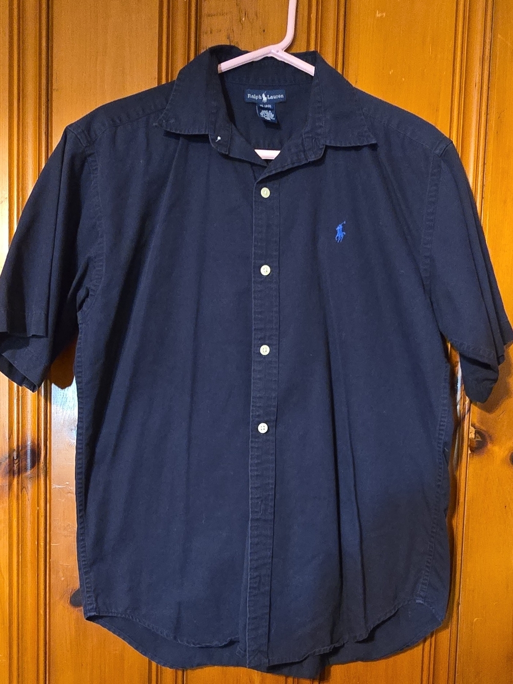 Ralph Lauren Navy Short-Sleeve Button-Down Shirt with Blue Pony